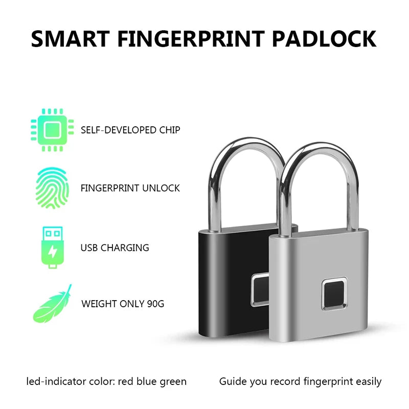 Fingerprint Padlock with App Control and 10-Print Storage, 6-Month  Battery