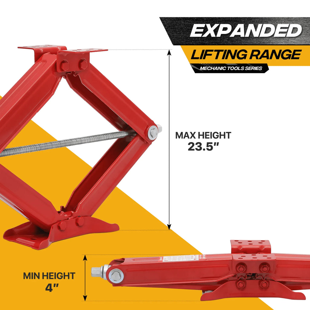 Magshion Set of 4 Heavy Duty Scissor Jack, 2.5 Ton 5000lbs Car Jack Tire Repair Tools Kit, RV Trailer Stabilizer Leveling Scissor Jacks with Handle, Red