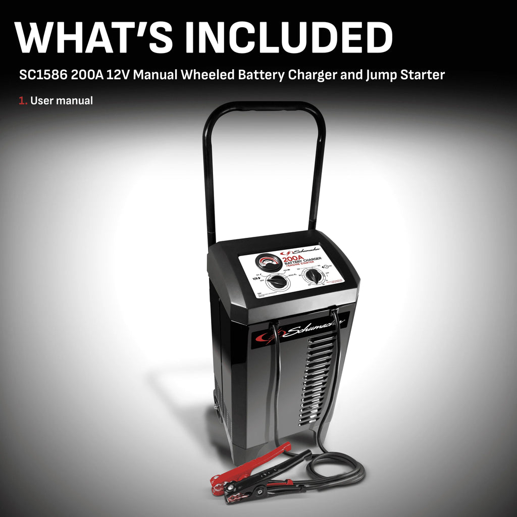 Schumacher SC1565 200A 12V Manual Wheeled Battery Charger, Jump Starter, 40A Boost Mode, New in Box