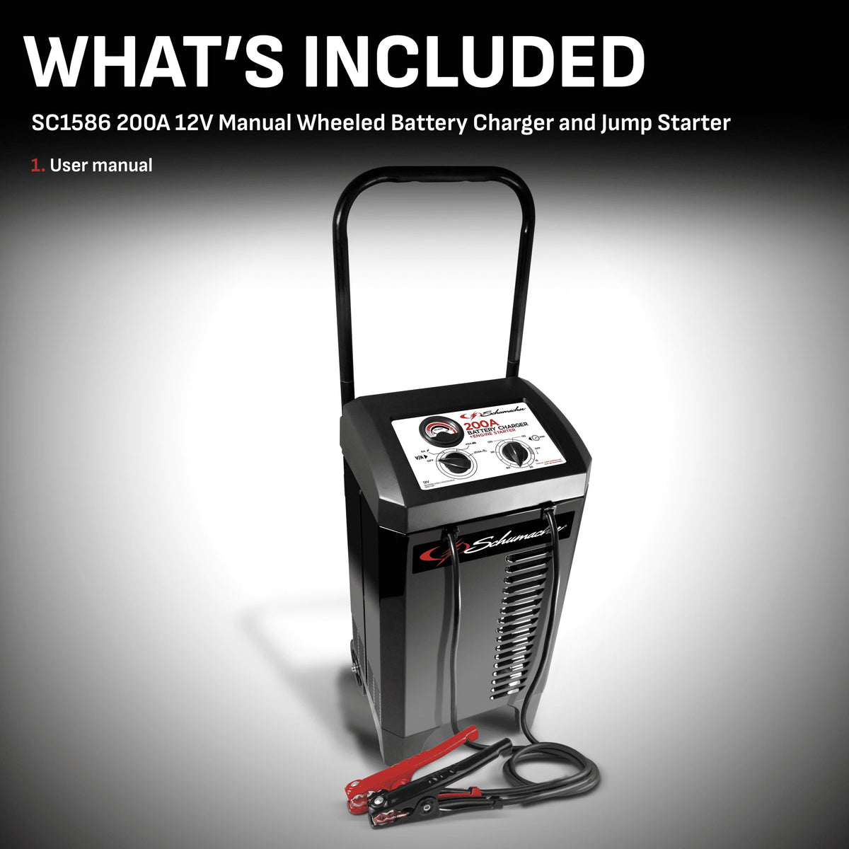 Schumacher SC1565 200A 12V Manual Wheeled Battery Charger, Jump Starter, 40A Boost Mode, New in Box