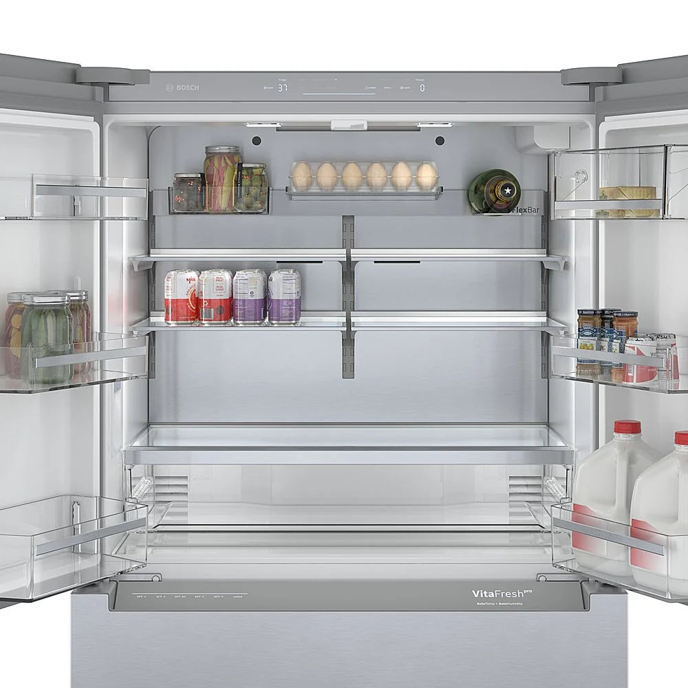 Bosch - 800 Series 20.5 Cu. Ft. 4-Door French Door Counter-Depth Smart Refrigerator - Stainless steel