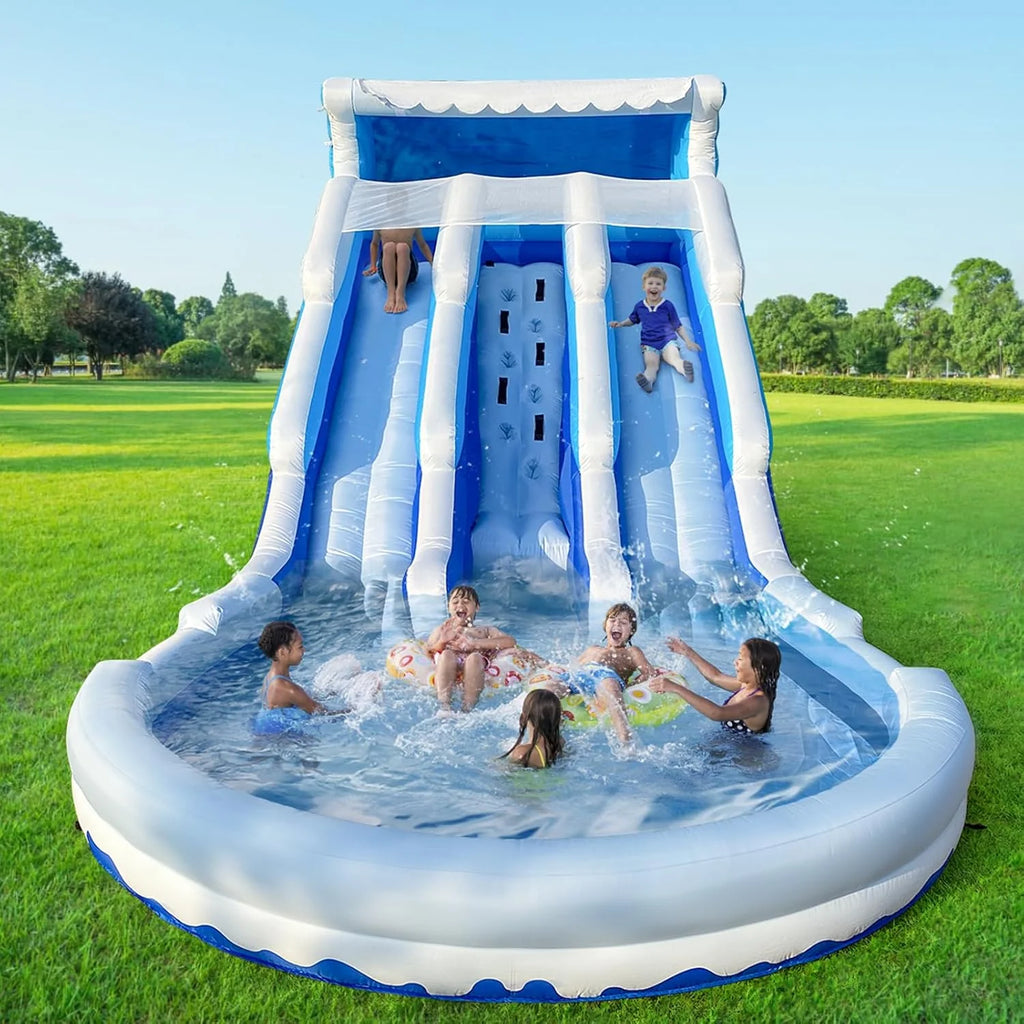 Large Inflatable Water Slide Swimming Pool Play Center, Commercial Grade Lightweight Premium Water Slide Bounce House 20.6x9.5x9.3Ft for Kids and Adults (with Blower)