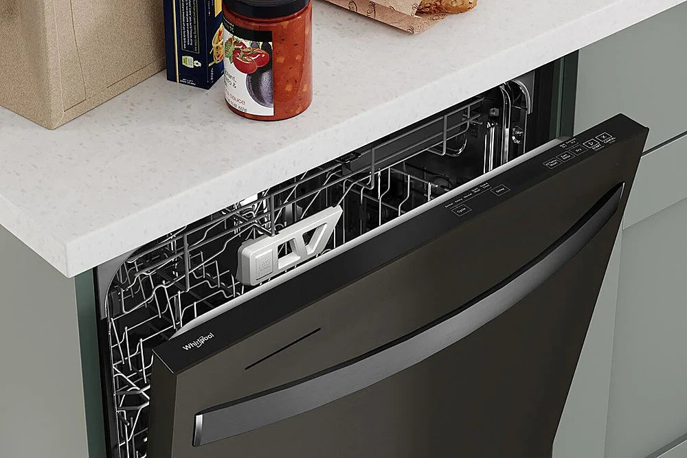 Whirlpool - 24 Top Control Built-In Dishwasher with Stainless Steel Tub, Large Capacity & 3rd Rack, 47 dBA - Black stainless steel
