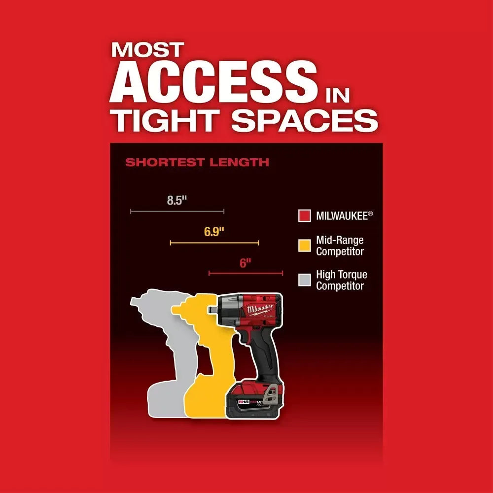 Milwaukee Pre-Sale 2962-22R M18 FUEL 18V 1/2 Mid-Torque Impact Wrench w/ Ring Kit