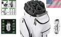 Stylish White 14-Way Golf Cart Bag with Cooler Pockets and Rain Protection