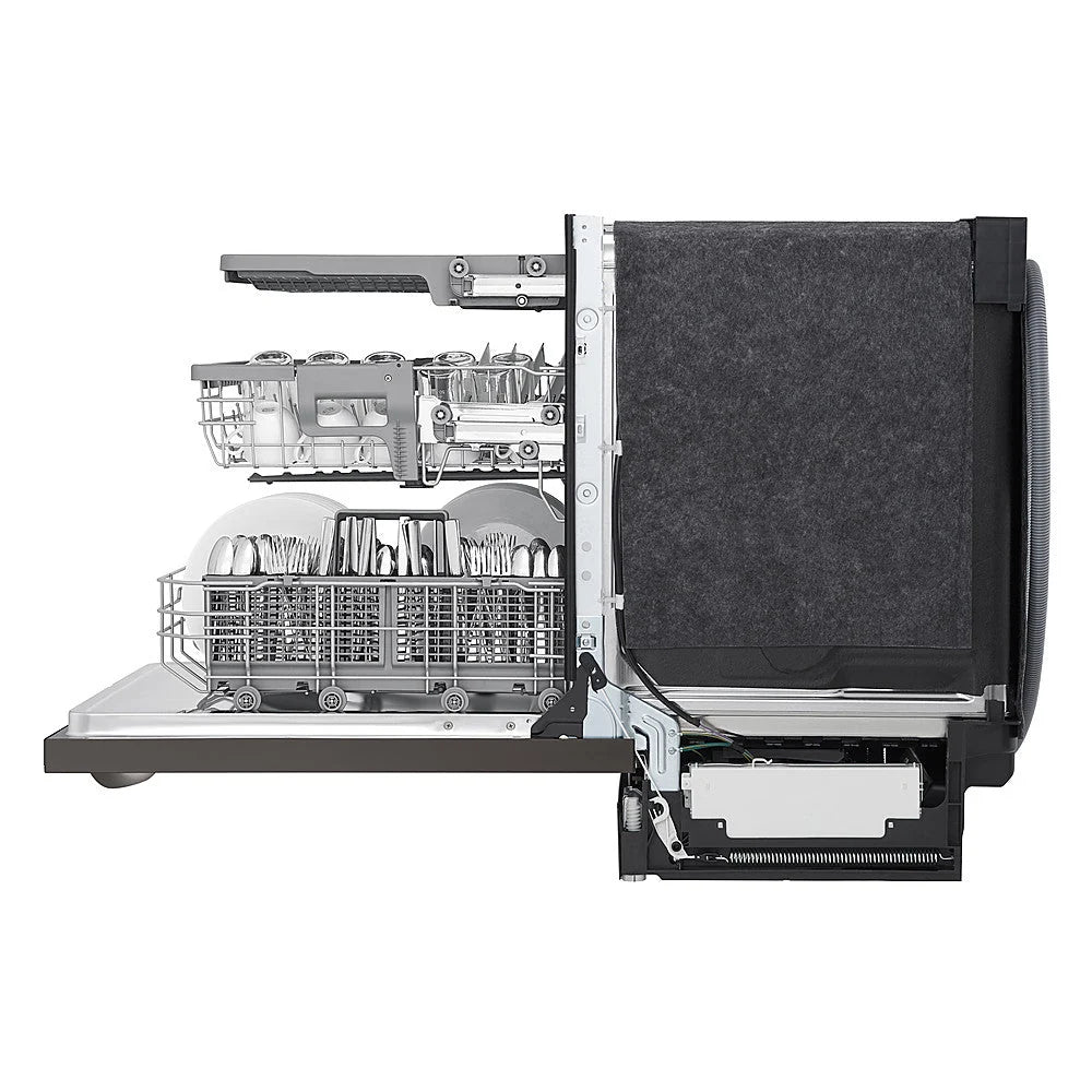 LG - 24 Top Control Smart Built-In Stainless Steel Tub Dishwasher with 3rd Rack, QuadWash and 46dba - Black stainless steel