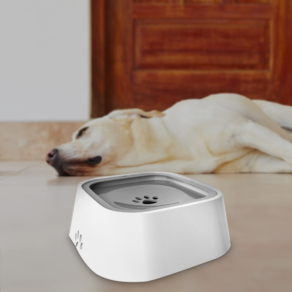 Dog Water Bowl with Floating Disk Control and Non-Slip Base, 1.5  Liter