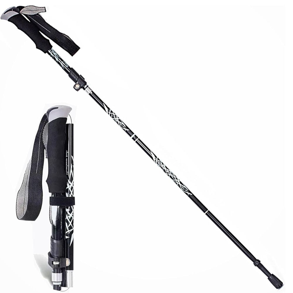 Folding Trekking Stick with Alloy Steel Shaft and Textured Grip  Handle