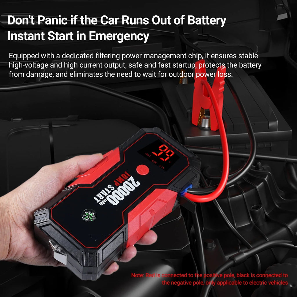 Portable 12V Auto Battery Booster by Lepmerk, DN13 Car Jump Starter, 600A Peak Current