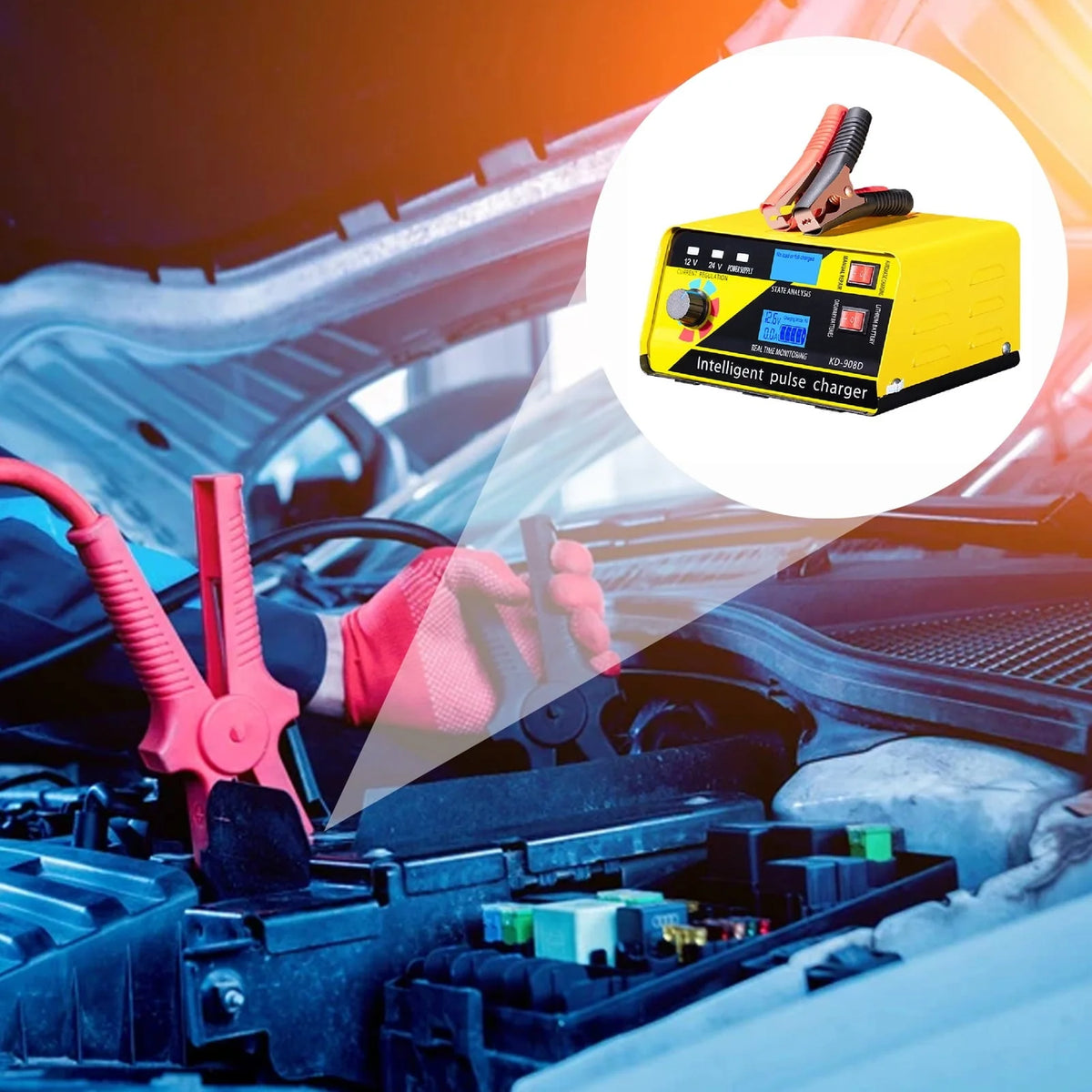 XWQ Storage Battery Charger Digital Display Multiple Protection High Efficiency 12V 24V Car Battery Charger for Automobile