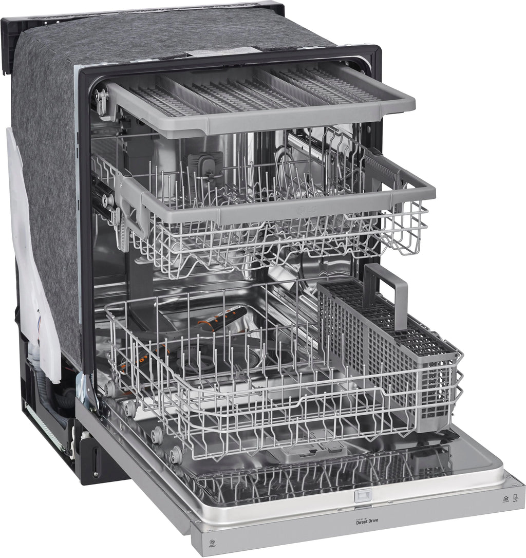 LG - 24 Front Control Smart Built-In Stainless Steel Tub Dishwasher with 3rd Rack, Quadwash, and 48dba - Stainless steel