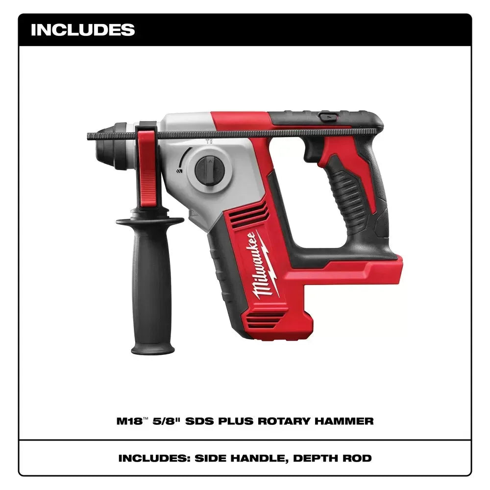 Milwaukee 2612-20 M18 18V 5/8 SDS Plus Rotary Hammer w/ Depth Rod - Bare Tool