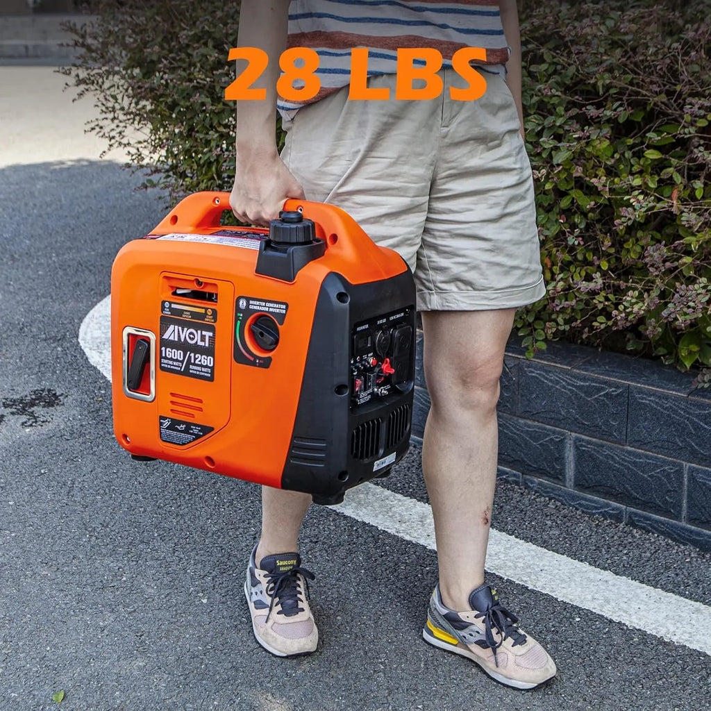1600W Super Quiet Inverter Generator, Ultra Lightweight Gas Powered Portable Generator for Camping & Home Use, EPA Compliant