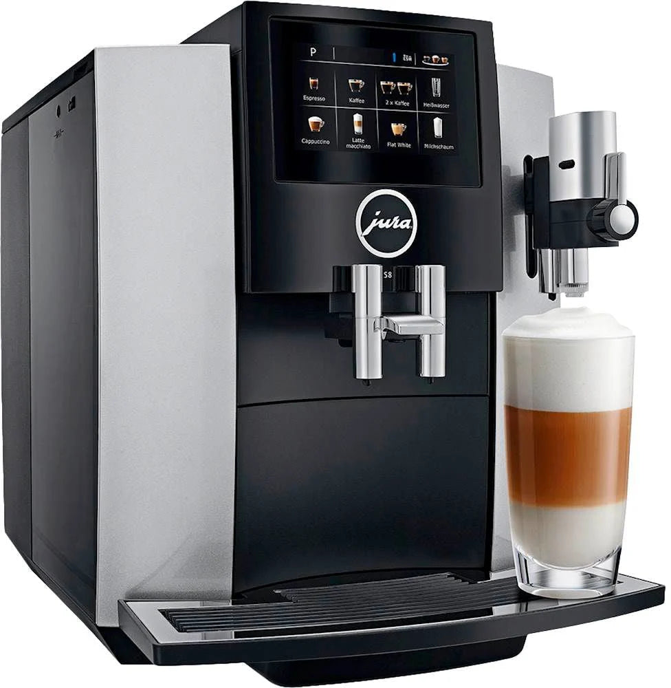 Jura - S8 Espresso Machine with 15 bars of pressure and Milk Frother - Moonlight Silver
