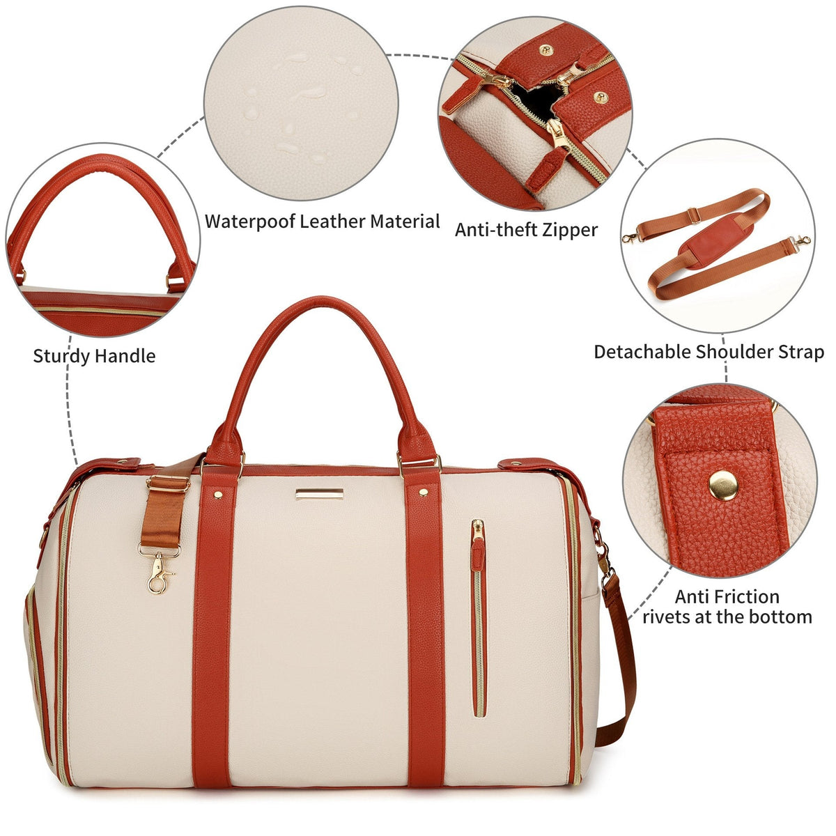 Foldable Carry On Travel Bag with Garment Hanging Zone and Rolling  Wheels