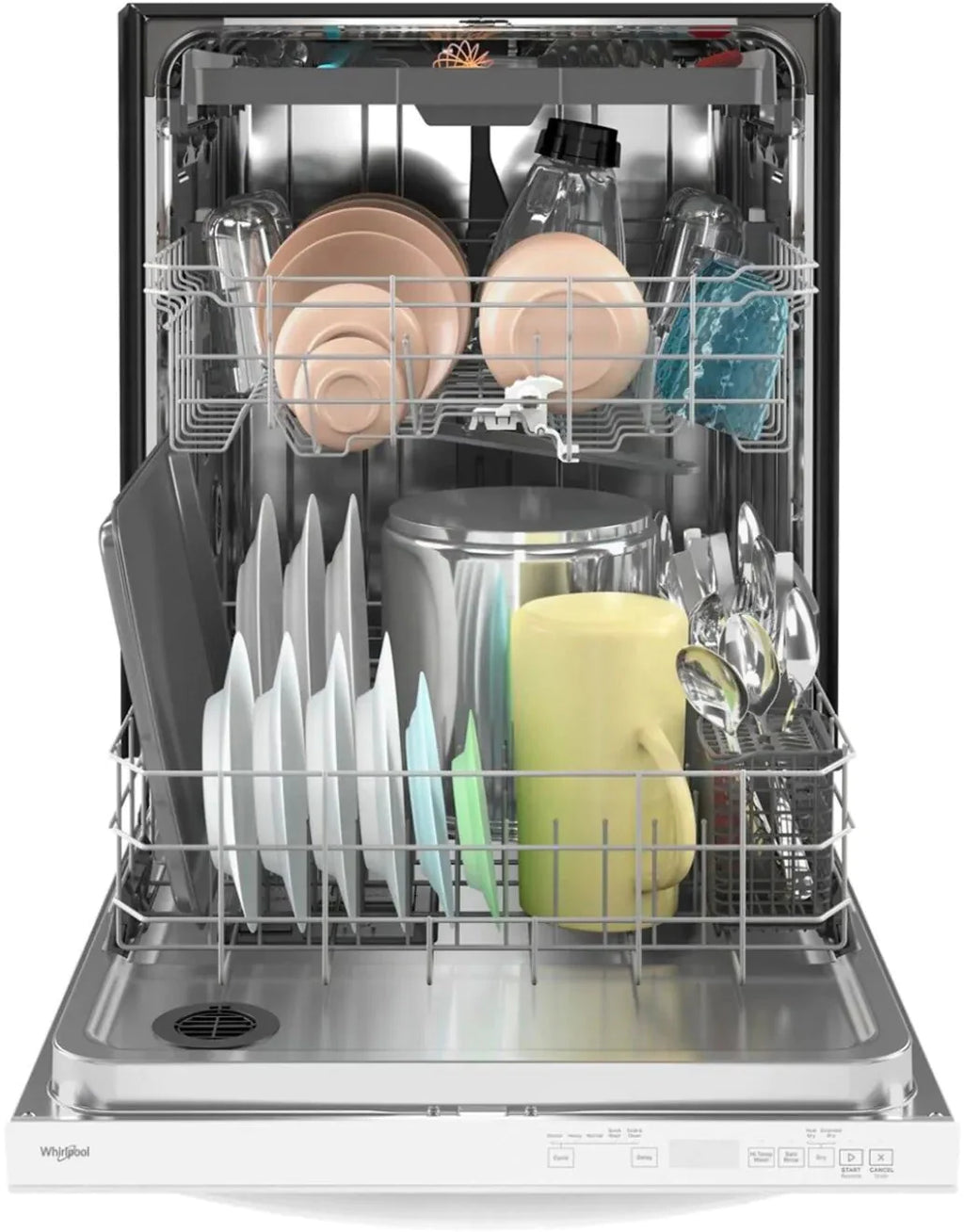 Whirlpool - 24 Top Control Built-In Dishwasher with Stainless Steel Tub, Large Capacity, 3rd Rack, 47 dBA - White