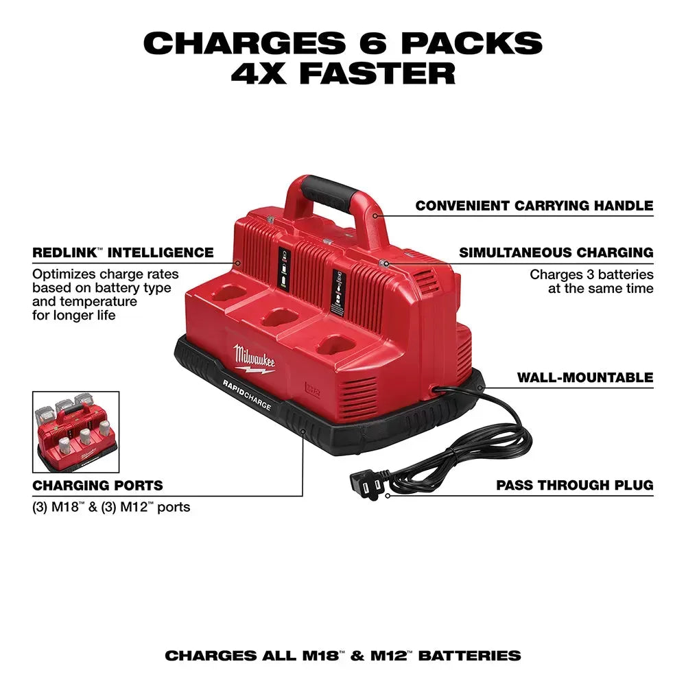 Milwaukee 48-59-1807 M12/M18 12/18V 6-Port Rapid Charge Station