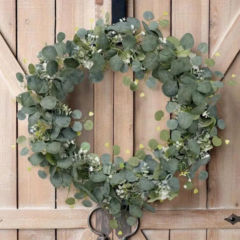Faux Eucalyptus Garland with Silk Leaves and Flexible Stems, 70.8  Inches