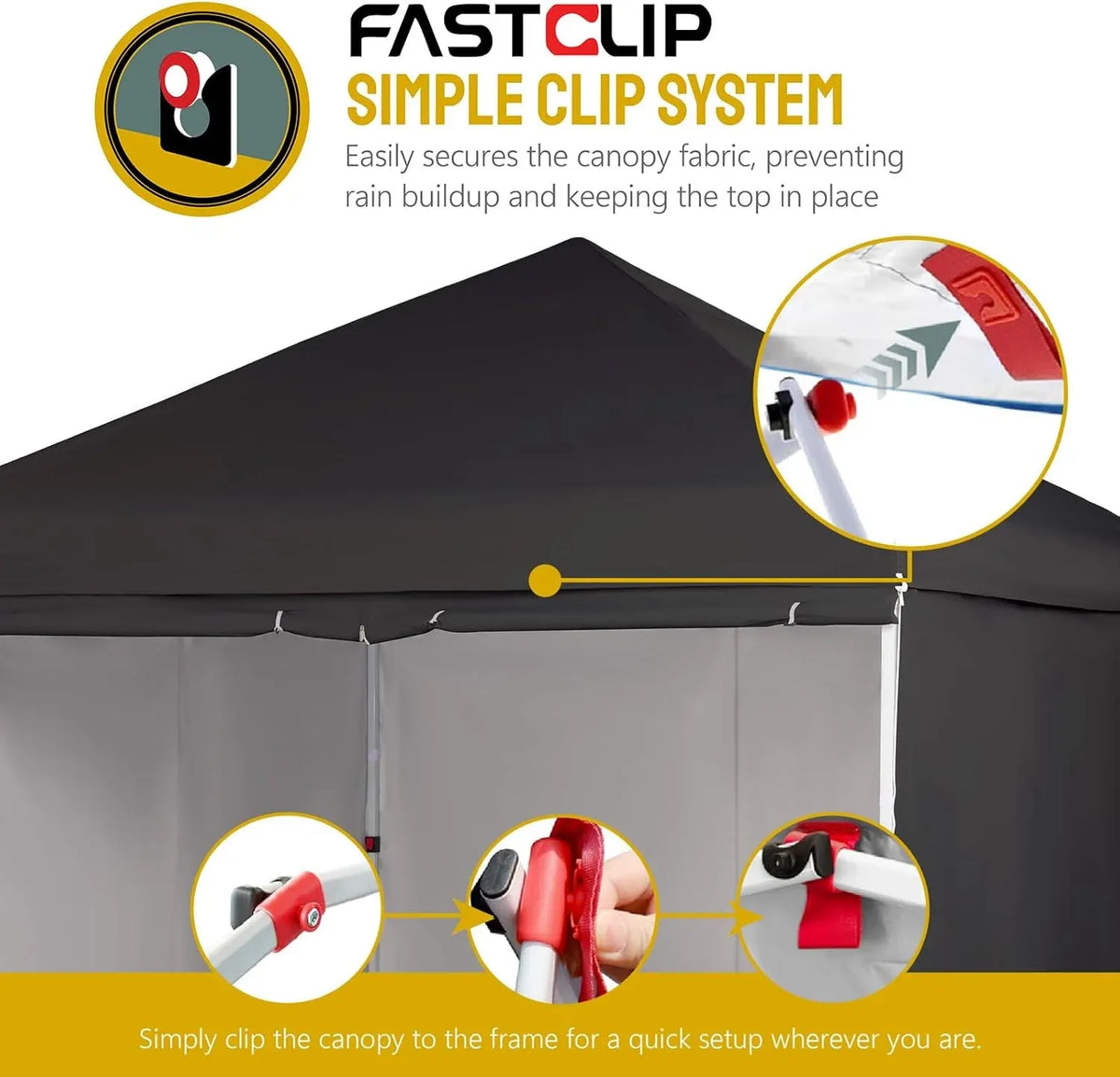 10X10 Comercial Instant Canopy Pop Up Tent with Center Lock (10x10 with 4 Sidewalls, Black)