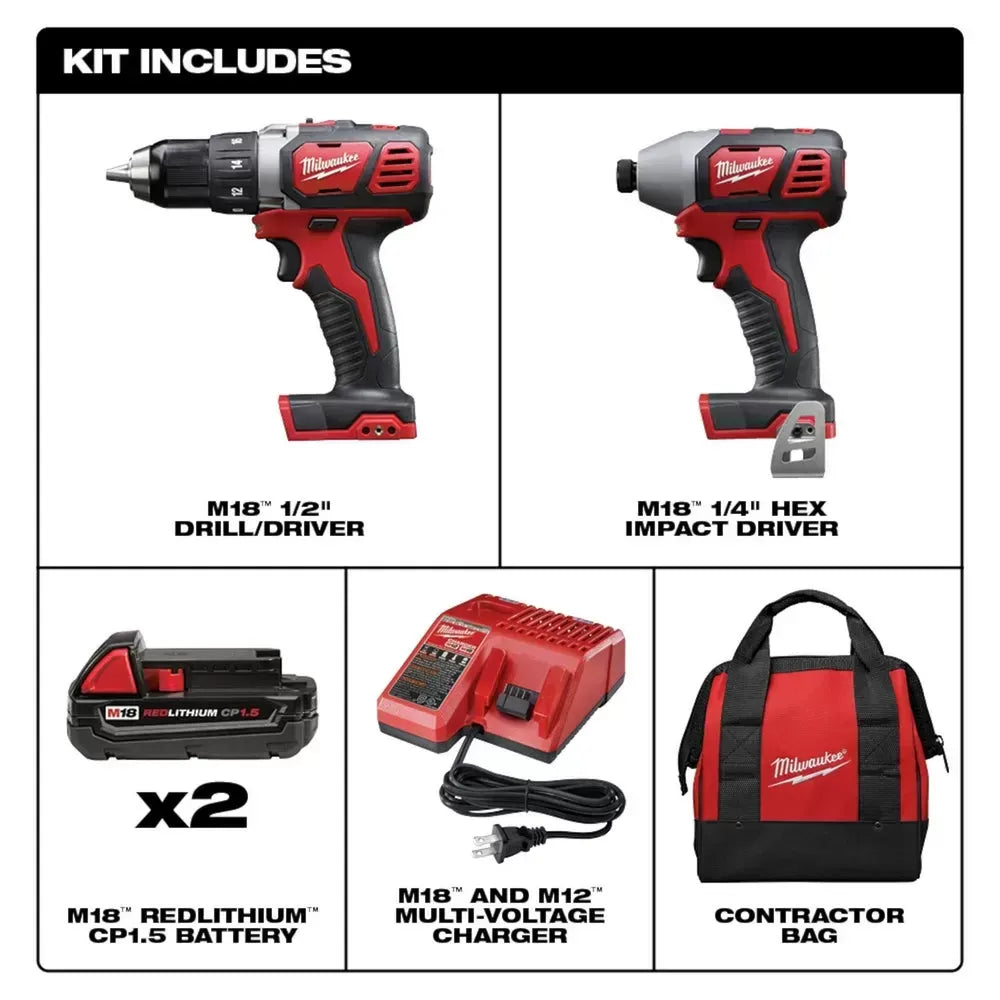 Milwaukee Pre-Sale Pre-Sale 2691-22 M18 18V Cordless Li-Ion Drill Driver / Impact Driver Combo Kit