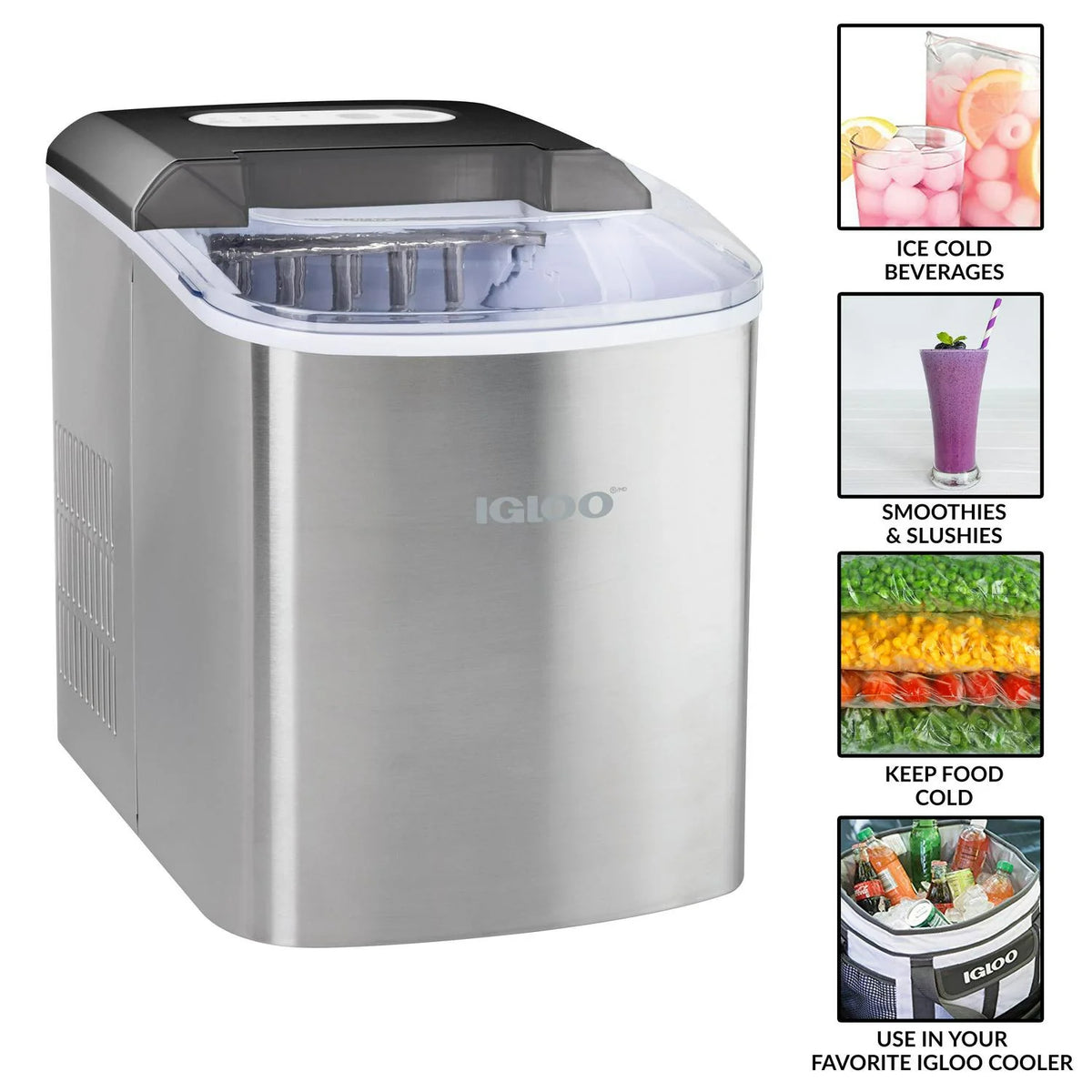 Igloo IGLICEB26SS 26-Pound Automatic Portable Countertop Ice Maker Machine Stainless Steel