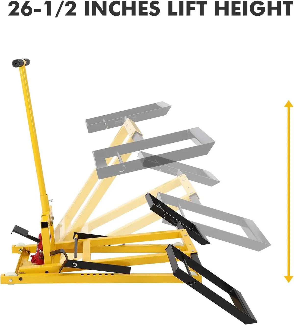 Lawn Mower Lift Jack 26 Inch, Lawn Mower Lift with Hydraulic Jack, Welded Solid Steel Construction, for Riding Lawn Mowers Tractors, ATV, Maintenance & Repairs (Weight Capacity 500 LBS)