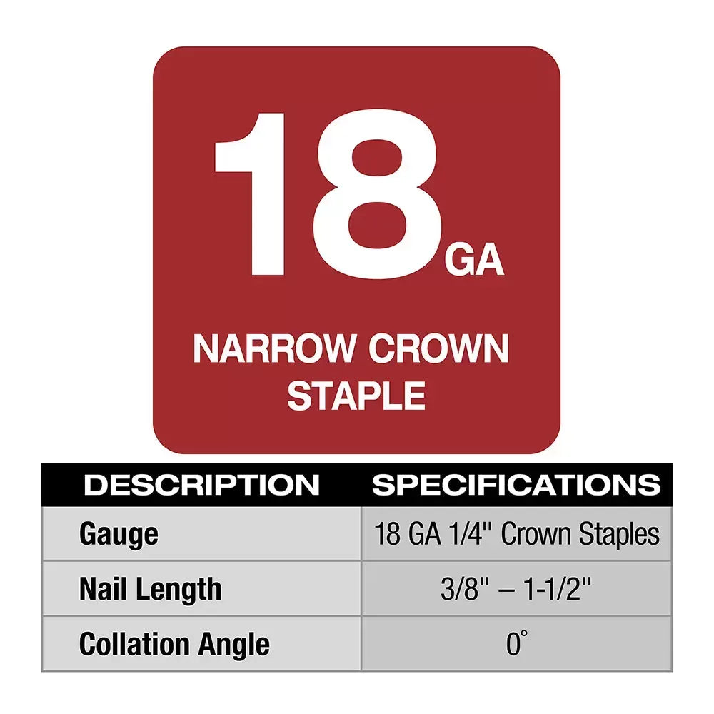 Milwaukee 2749-20 M18 FUEL 18V 18-Gauge 1/4 Narrow Crown Stapler - Bare Tool