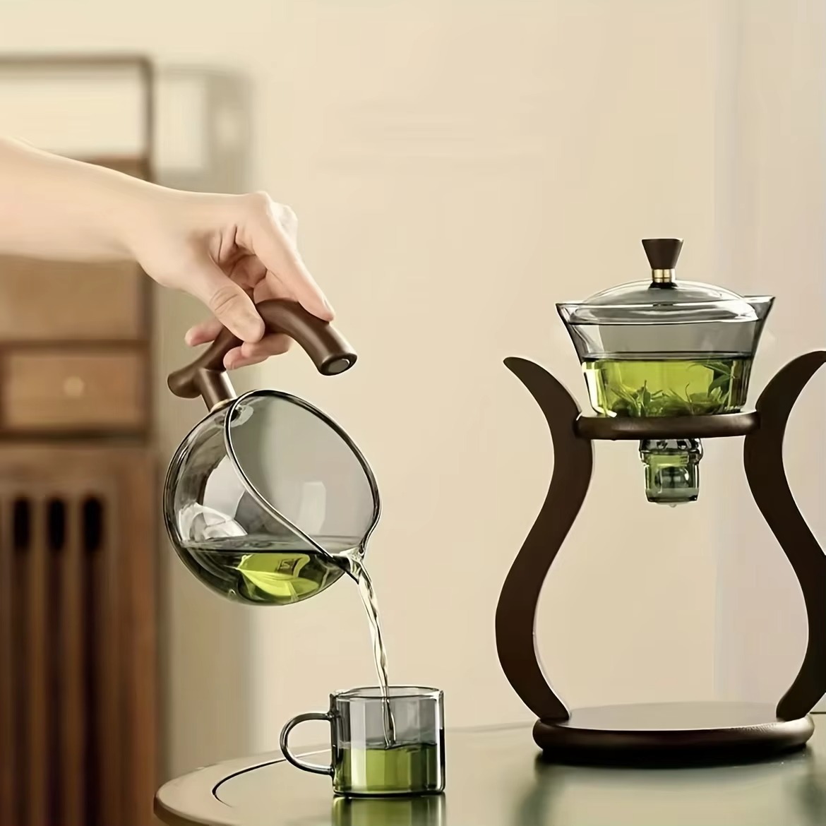Glass Drip Pot with Magnetic Flow Control and Built-In Tea Infuser, 20oz