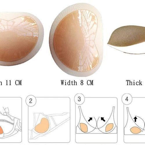 Adhesive Bikini Pads with Molded Shape and Silicone Coating,  Reusable