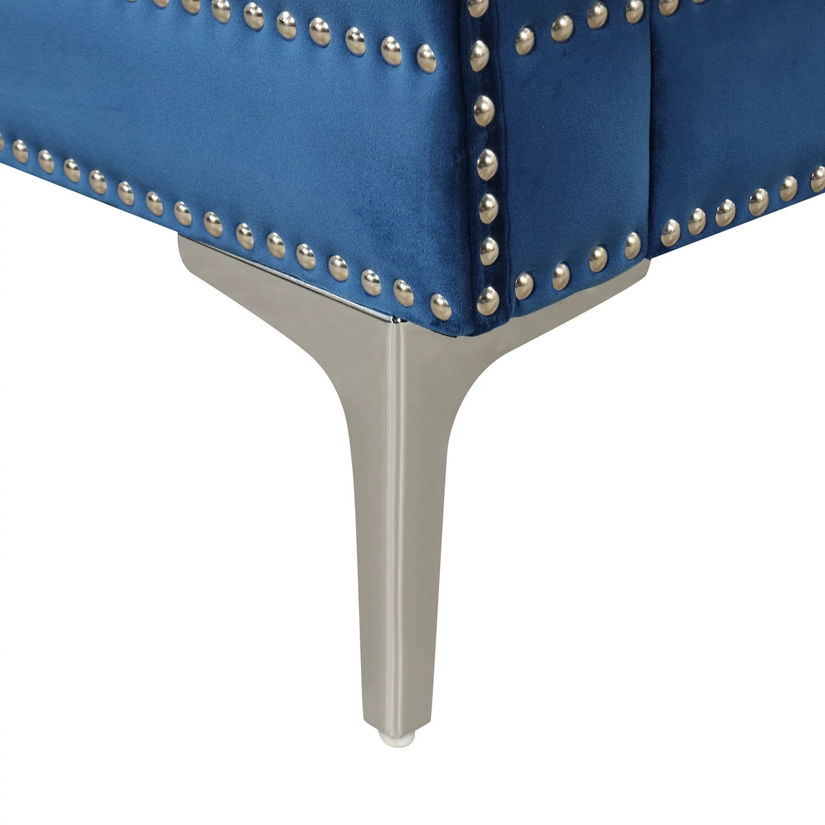 78 Modern Sofa Dutch Plush Upholstered Sofa with Metal Legs, Button Tufted Back Blue