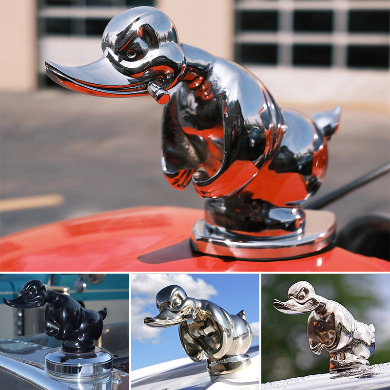 Duck Radiator Emblem with Chrome Plating and Pin Mounting, 6x4  Inches
