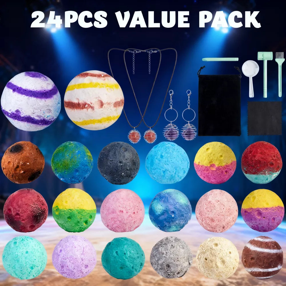 Crystal Geode Excavation Advent Calendar with 21 Natural Stones and Geology Tools