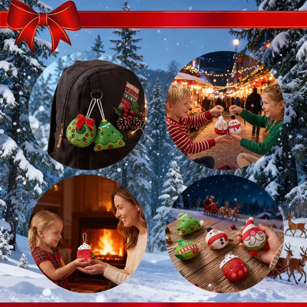24-Piece Mini Plush Advent Calendar with Hanging Lanyards and Holiday Characters for Kids