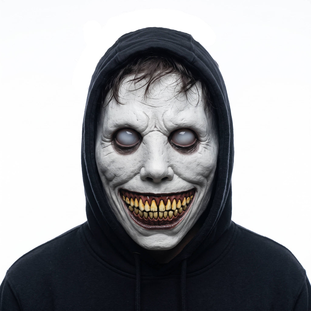 Demon Mask, Scary White Smiling Horror Mask with Eye for Halloween Cosplay and Costume Parties