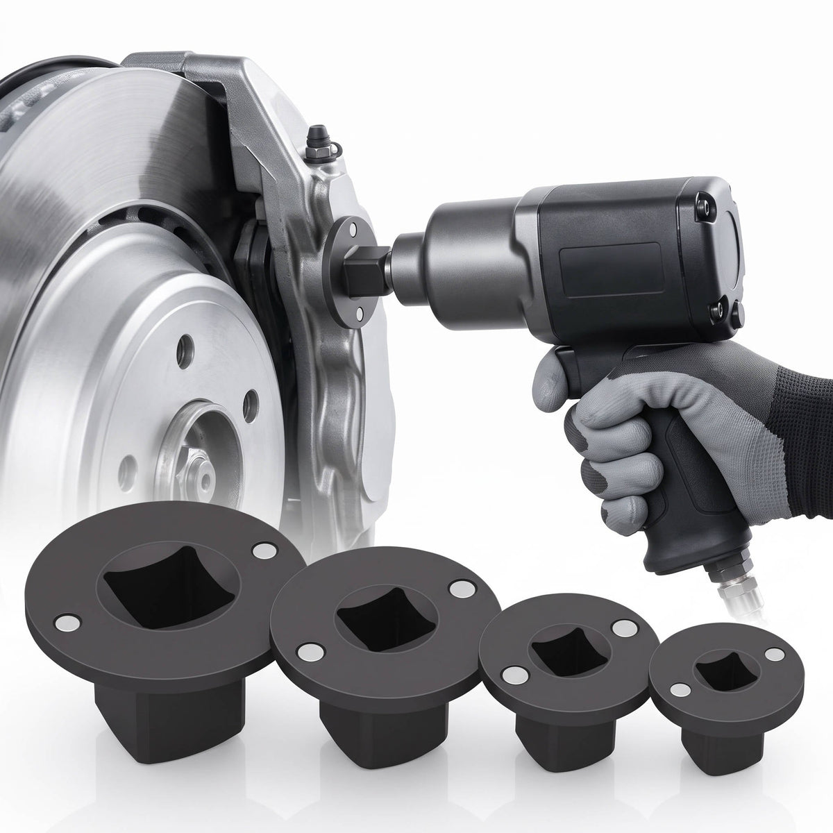 4 Piece Impact Socket Adapter Set, Low Profile Stubby Drive Ratchet Adapters, 0.25 to 1 inch for Tight Spaces