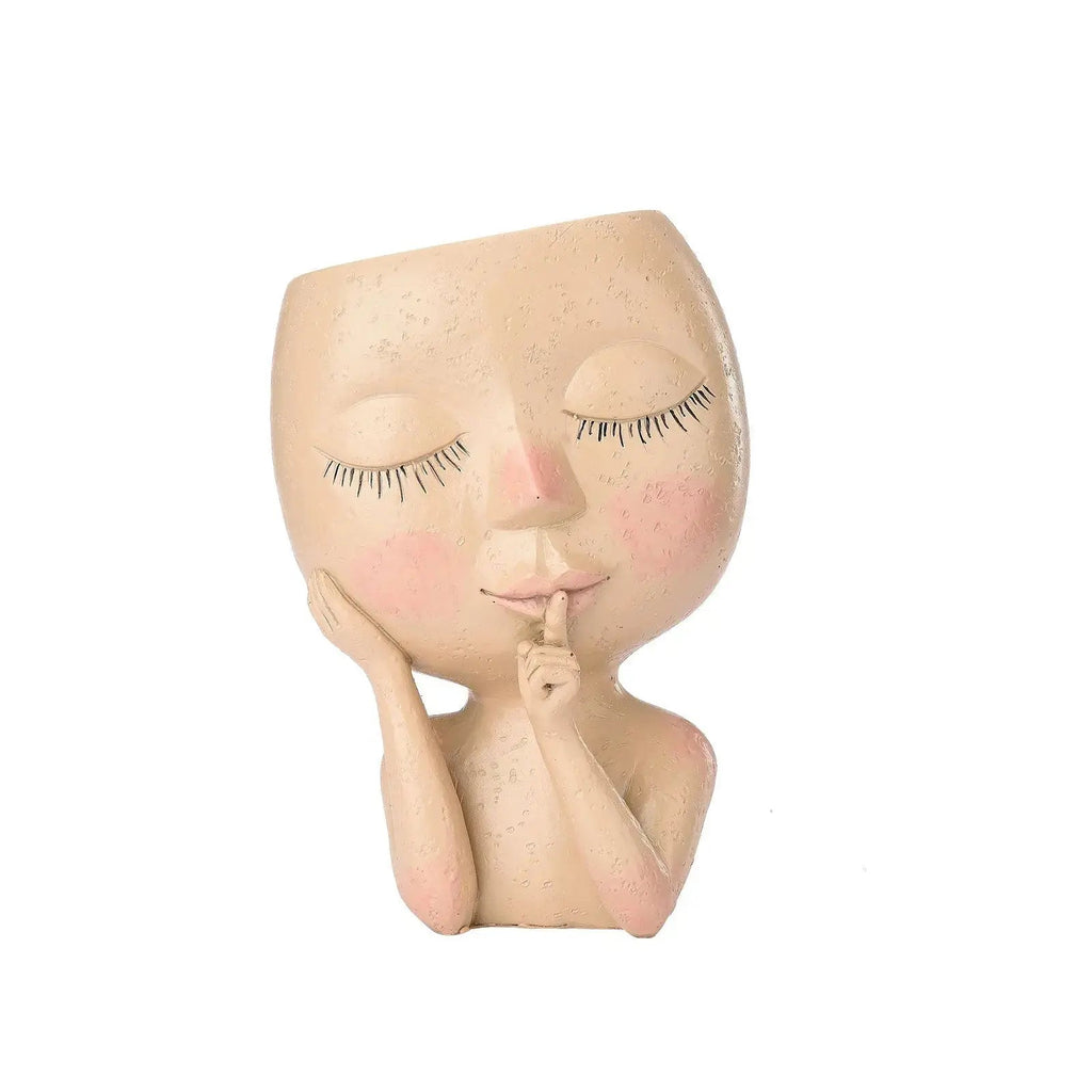Ceramic Face Planter with Sculpted Design for Small Succulents and  Herbs