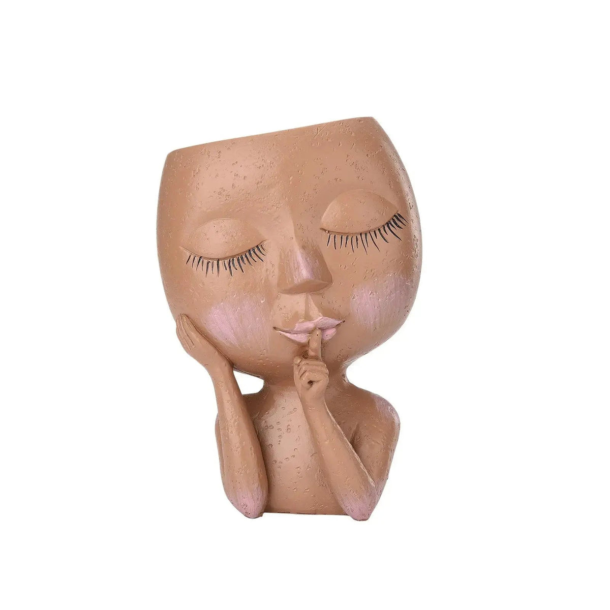 Ceramic Face Planter with Sculpted Design for Small Succulents and  Herbs