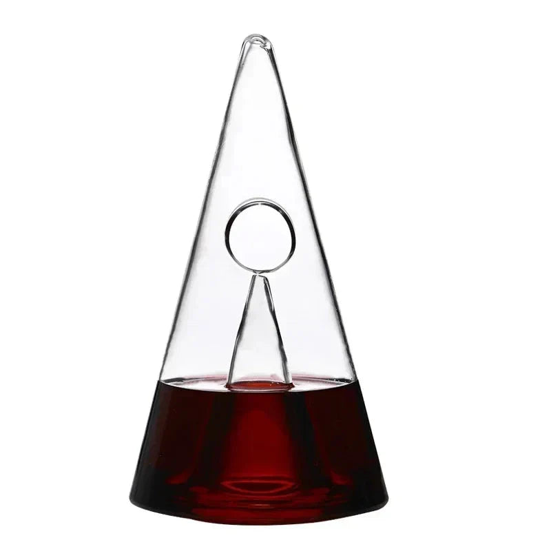 Glass Wine Decanter with Pyramid Shape and Waterfall Spout,  25.3oz