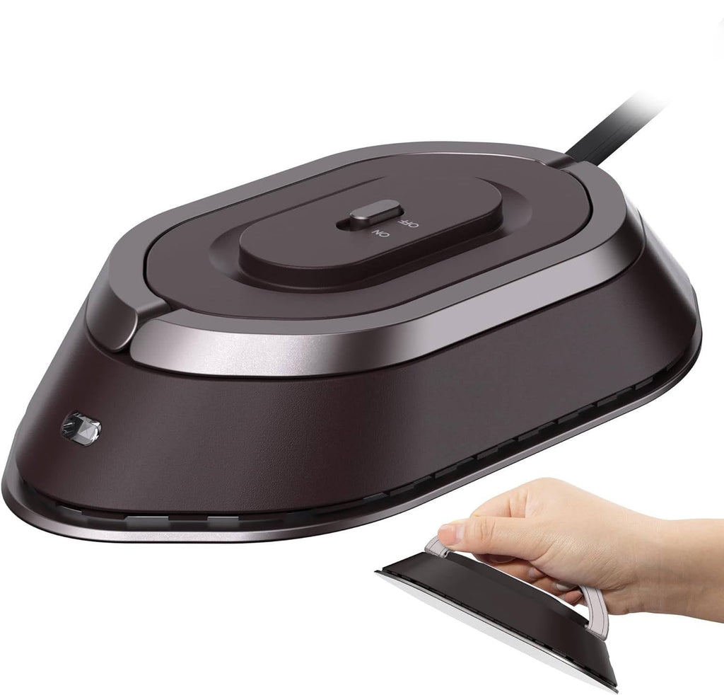 Compact Travel Iron with Foldable Handle and Rapid Heating  Plate