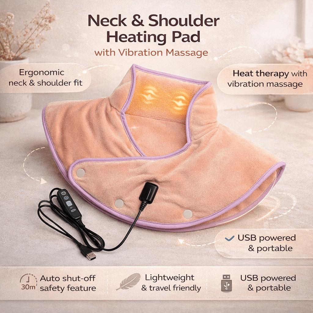 Heating Pad for Neck and Shoulders with Vibration Massage, Three Heat  Levels