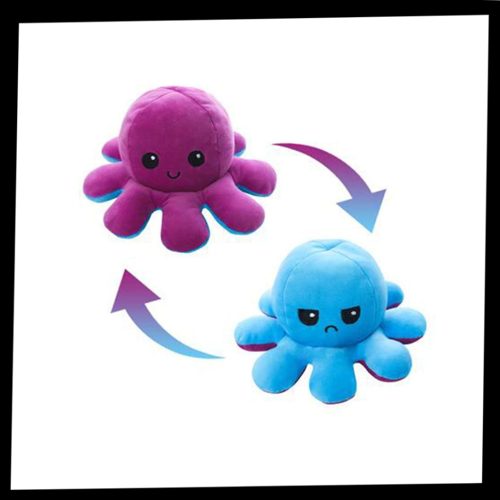 Flip Octopus Plush with Dual Expressions and Color Changing Faces