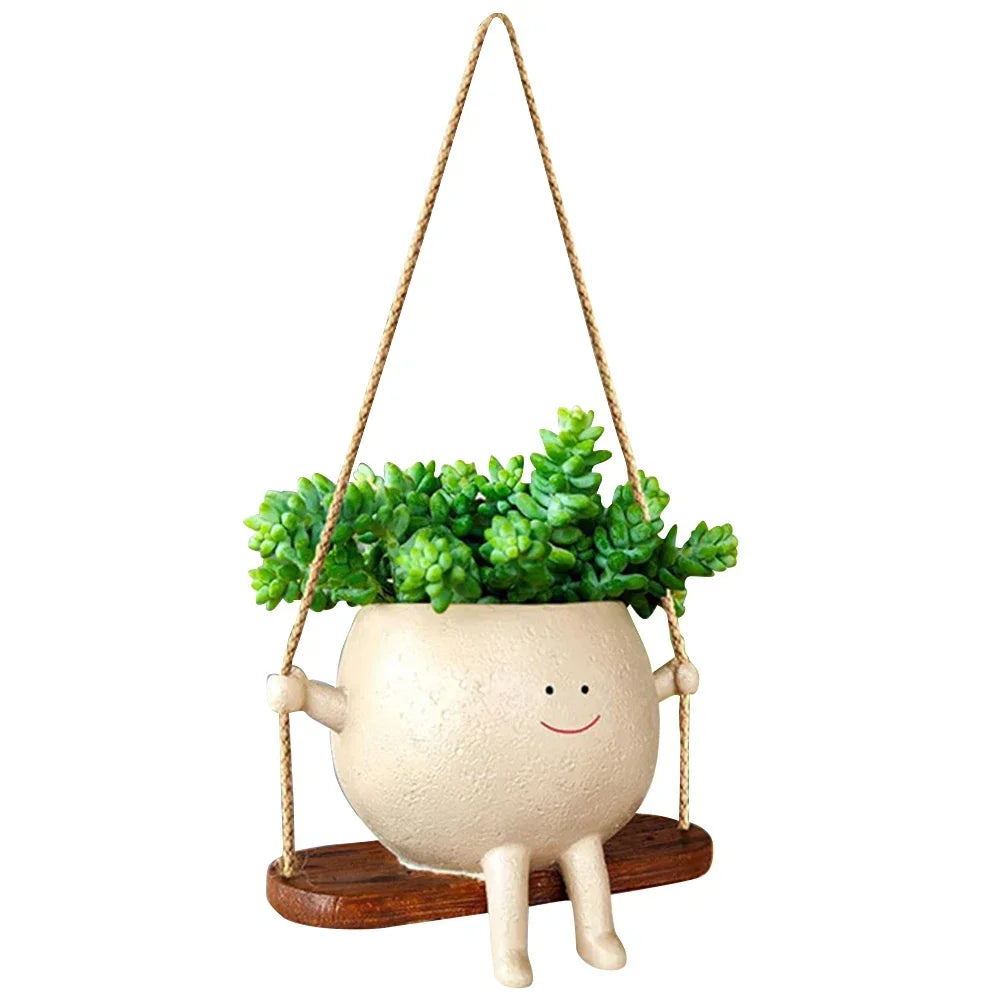 Hanging Planter with Weather-Resistant Resin and Integrated Hanger, for Small Succulents