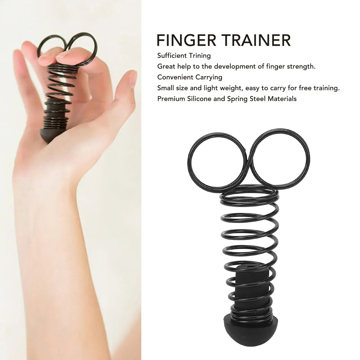 Finger Strengthener with Adjustable Resistance and Ergonomic Textured Grip, Carry Pouch