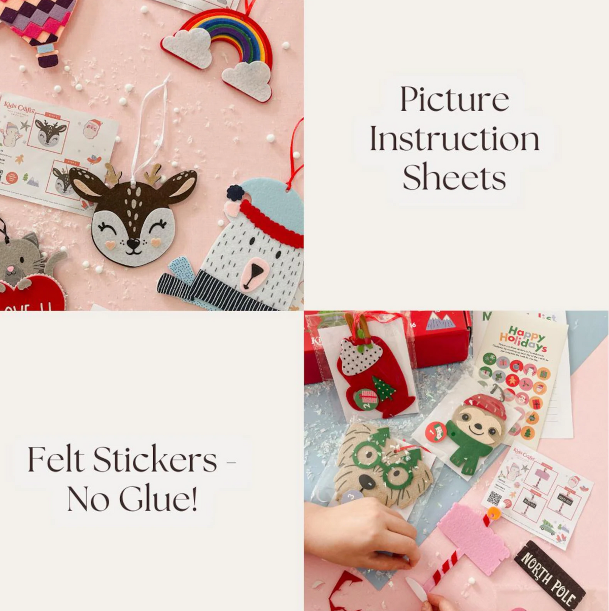 Felt Ornament Advent Calendar with 25 Daily Craft Kits and Sticker Countdown