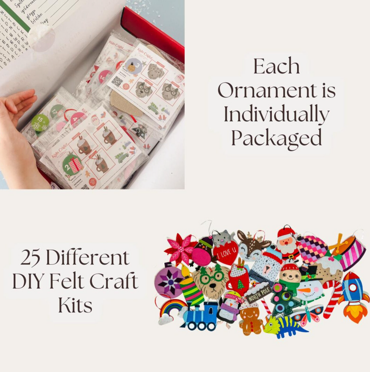 Felt Ornament Advent Calendar with 25 Daily Craft Kits and Sticker Countdown