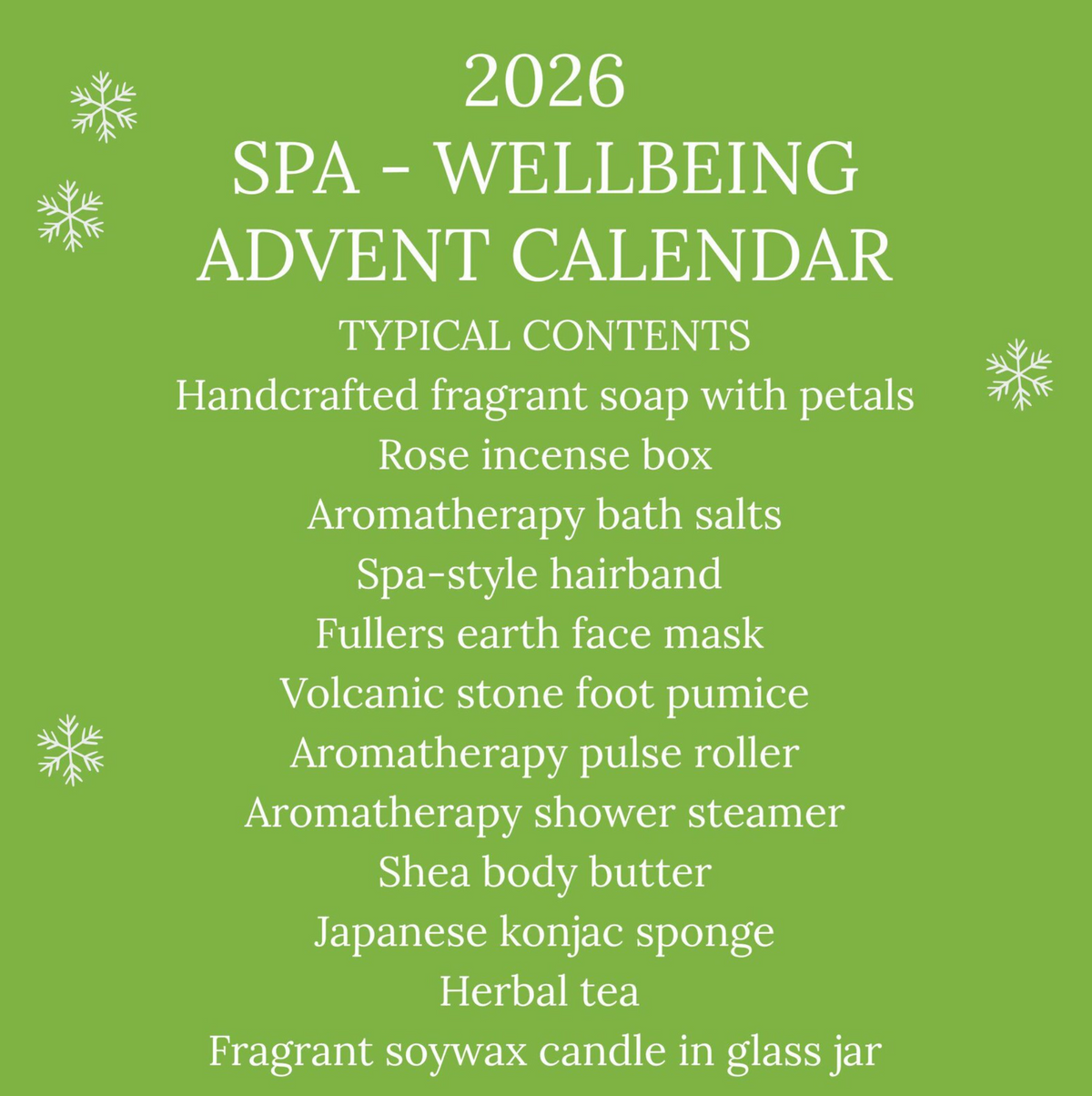 12 Day Spa Advent Calendar with Bath Salts and Soy Candle, Soap Mask