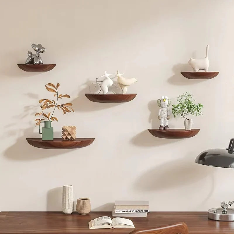 Half Round Wooden Floating Shelf Modern Wall Mounted Wall Display