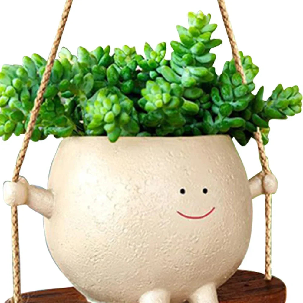 Hanging Planter with Weather-Resistant Resin and Integrated Hanger, for Small Succulents