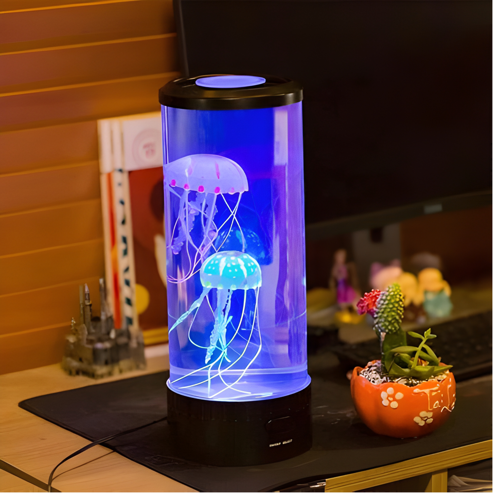 Floating Jellyfish Aquarium Lamp with 5 LED Color Modes and Quiet  Motor