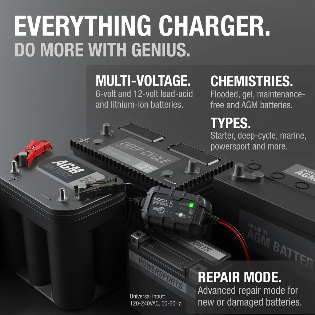 NOCO GENIUS5 6V/12V 5A Smart Battery Charger and Maintainer